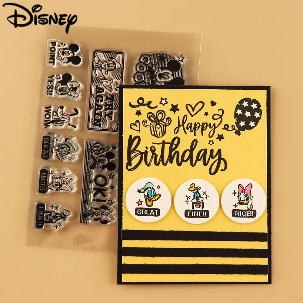 Disney Mickey and Friends Clear Stamps Cartoon Characters Sentiments Stamp DIY Scrapbooking Paper Crafts Seals for Decoration