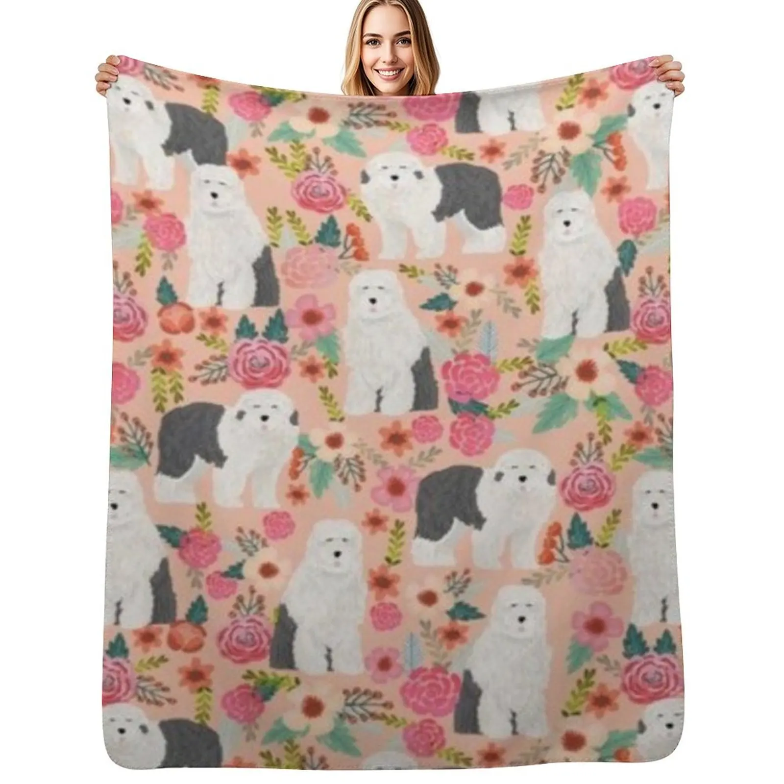 OLD ENGLISH SHEEPDOG Throw Blanket for winter Custom Stuffeds warm winter halloween For Decorative Sofa Blankets