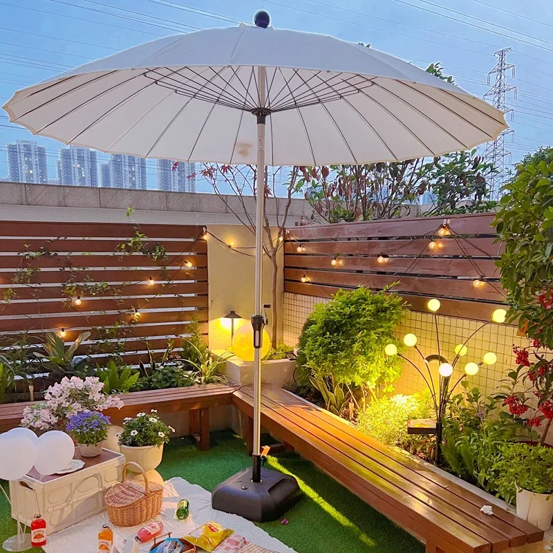 

Outdoor courtyard balcony rooftop large parasol, Chinese folding sun umbrella large stall glass fiber round umbrella