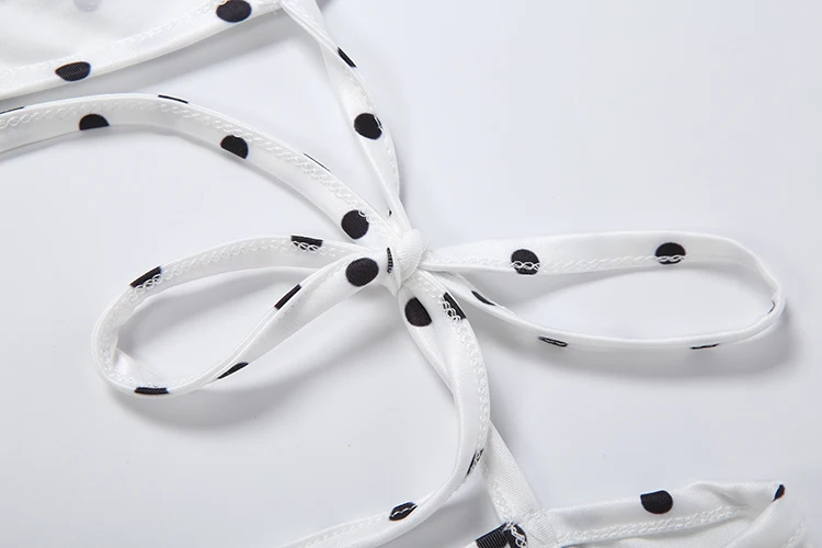 Weird Puss Sexy Mode-Playsuits für Damen, Polka-Dot-Print, quadratischer Kragen, lange Ärmel, figurbetont, Pfirsichfarben, für Mitternachtsclub-Partys – Detail 7
