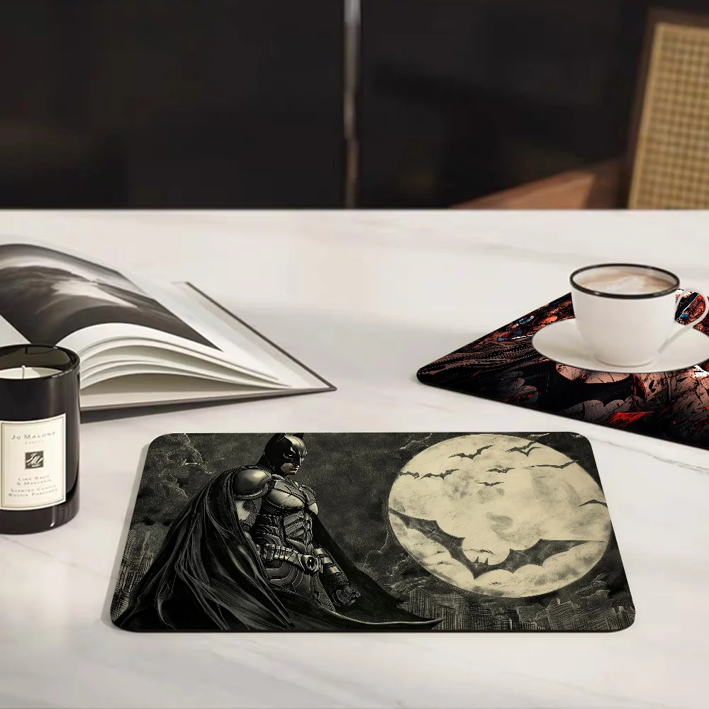 B-Batmans-S Quick Drying Dish Mat Printed Kitchen Non-slip Coffee Cup Pad Drain Mats Dinnerware Cup Bottle Placemat