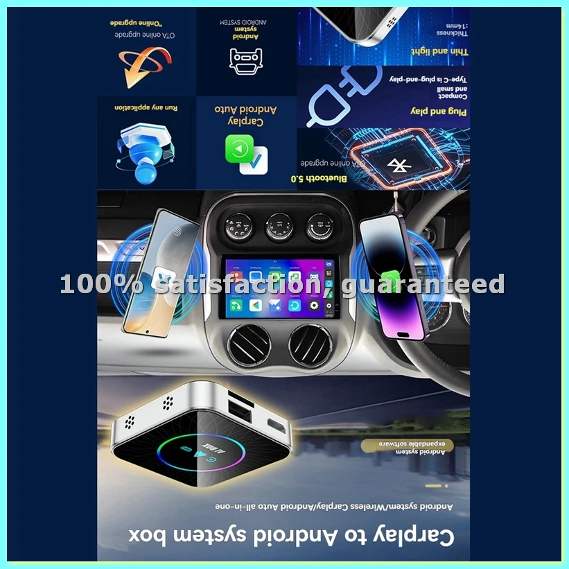 

Беспроводной комплект Carplay для Android AI Box с поддержкой Android 13, Bluetooth, WiFi, Carplay/Android Auto, функцией разделенного экрана B-ABFT