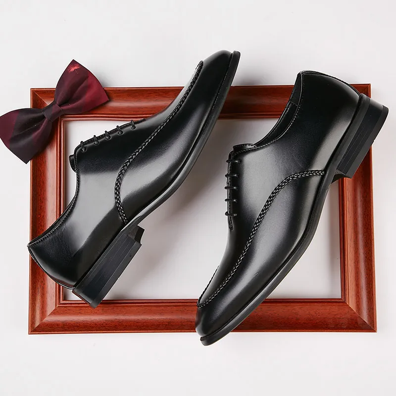 2025 Business Men Shoes Classic Leather Formal Dress Shoes For Men Breathable Pointed Toe Office Wedding Shoes Mens Oxford Shoes