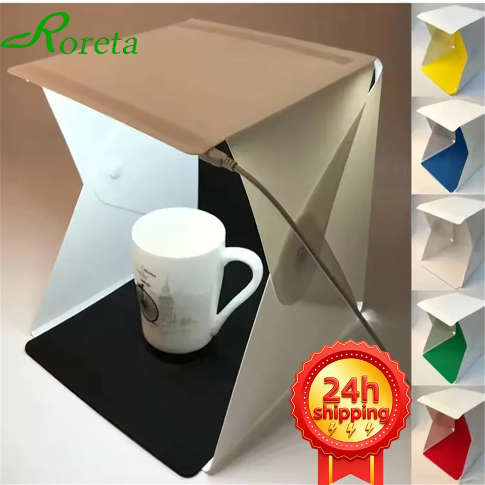 

Roreta Portable Folding Photobox Photography LED Light Room Photo Studio Light Tent Soft Box Backdrops Photobox for DSLR Camera