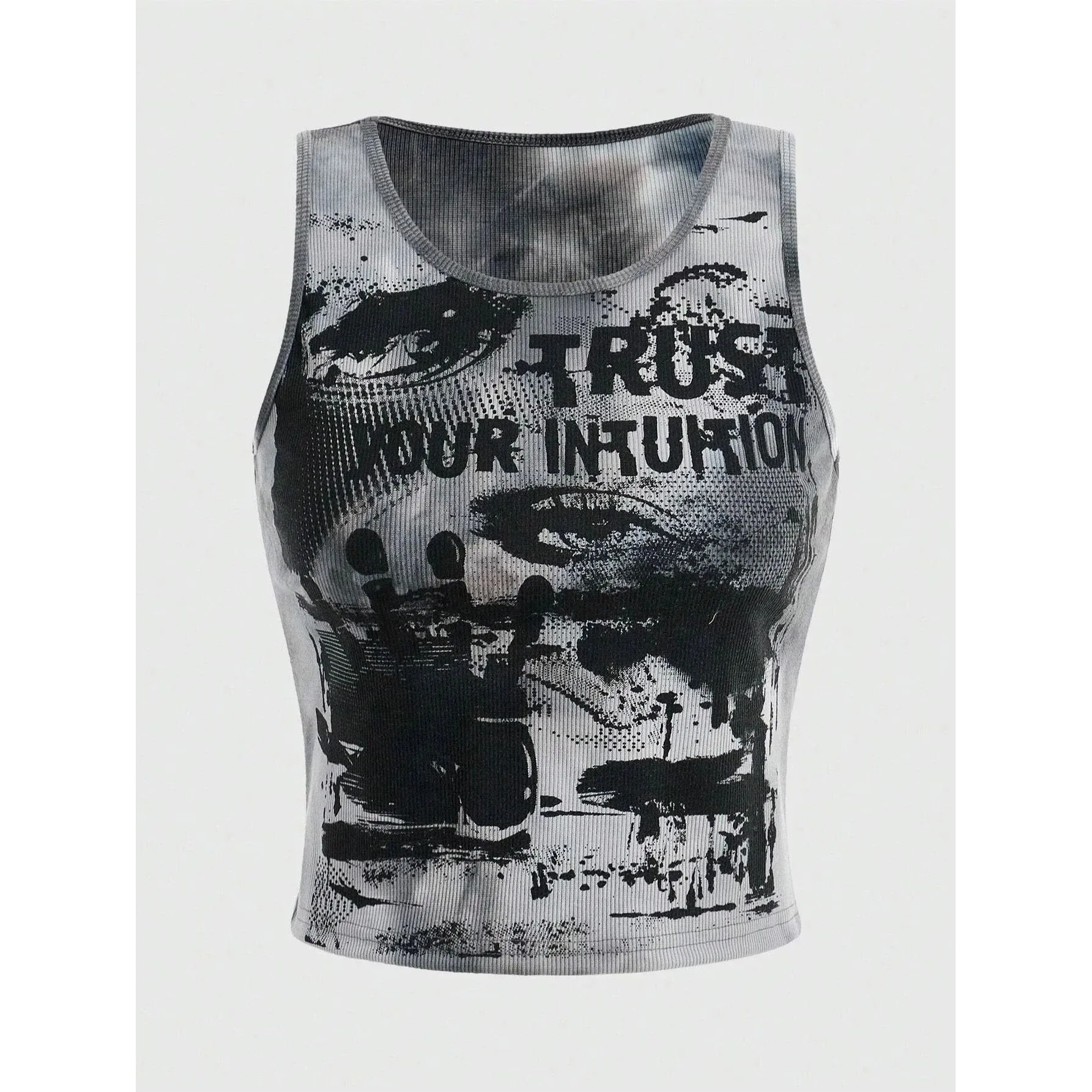 Zomer Dames Punk Tie-Dye Letterprint Tanktop Unge Faion Lente 2026 Andere Materiaal 00% Dames Sweatshirt