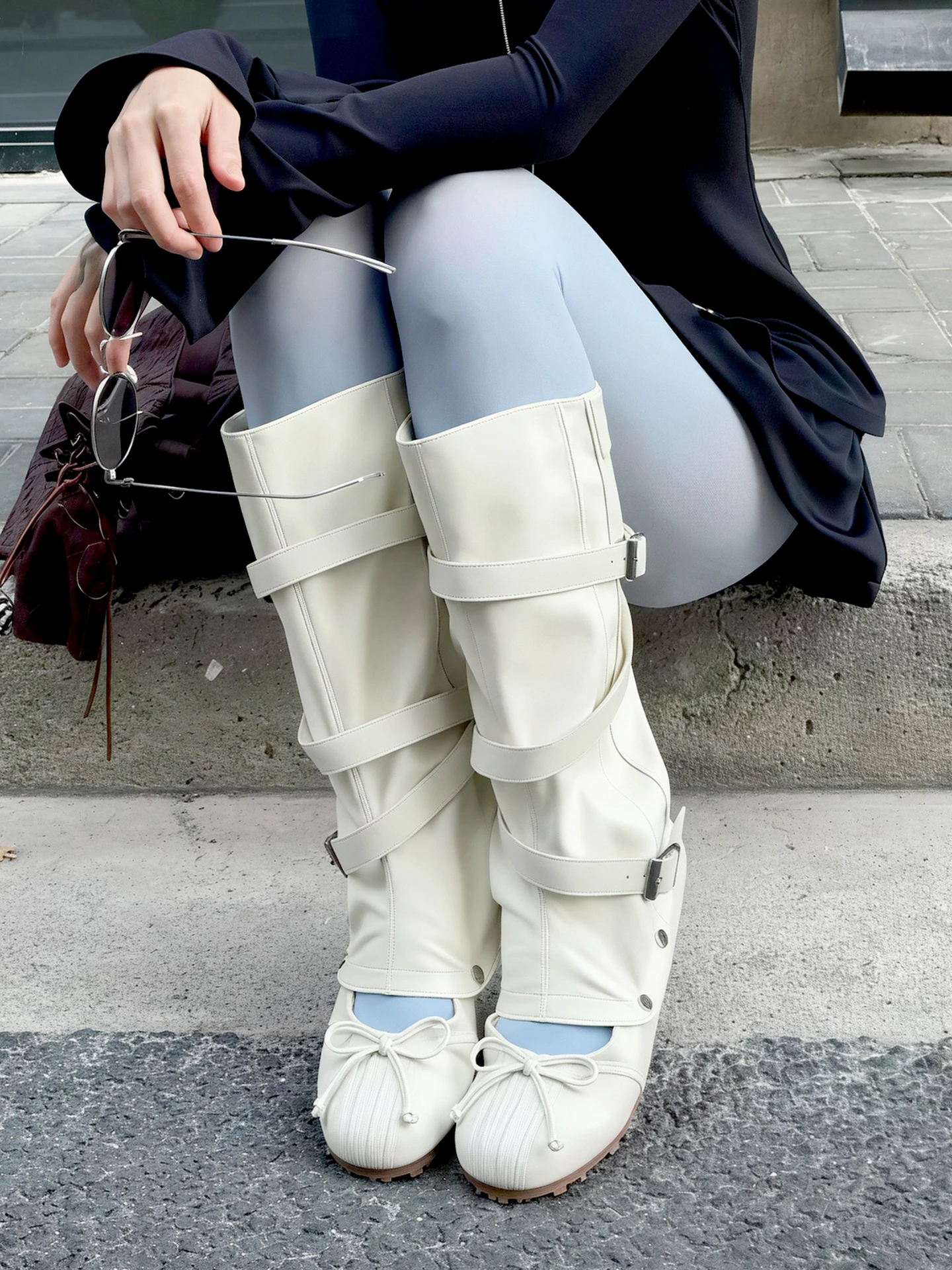 bottines-mary-jane-en-cuir-detachables-pour-femmes-style-ballerine-avec-nœud-bottes-tubulaires-hautes-tendance-blanches