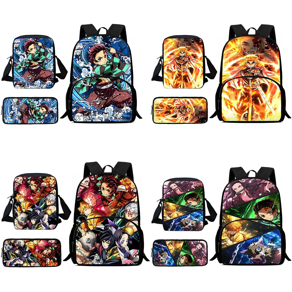 Kinder rucksäcke Anime Dämonen töter Umhängetasche Feder mäppchen Schüler große Kapazität Schult aschen für Jungen Mädchen bestes Geschenk