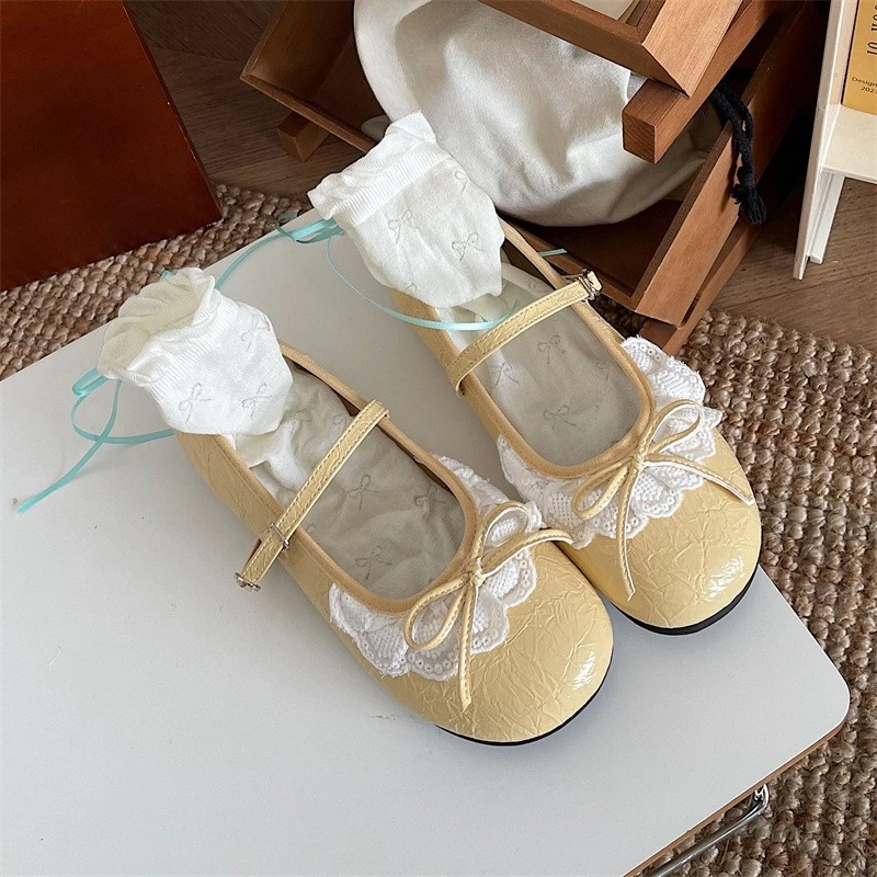 فستان فرنسي مع حذاء فردي مسطح وحزام واحد للنساء، موضة ربيع وصيف 2025 الجديدة أحذية ماري جين للنساء #3