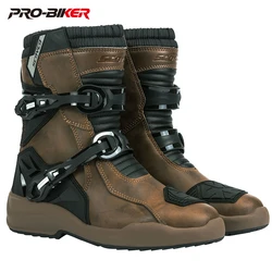 SCOYCO Cowhide Motocross Boots Waterproof Motorcycle Boots Men Riding Racing Moto Shoes Wearable Botas Moto Motorbike Shoes