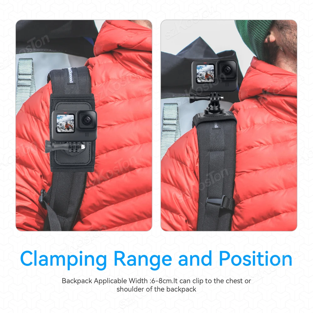 360 Rotation Bag Backpack Shoulder Strap Mount  Strap Holder for GoPro 13 12 11 10 9 DJI Action 4 Insta360 X4 X3 X2 Accessories