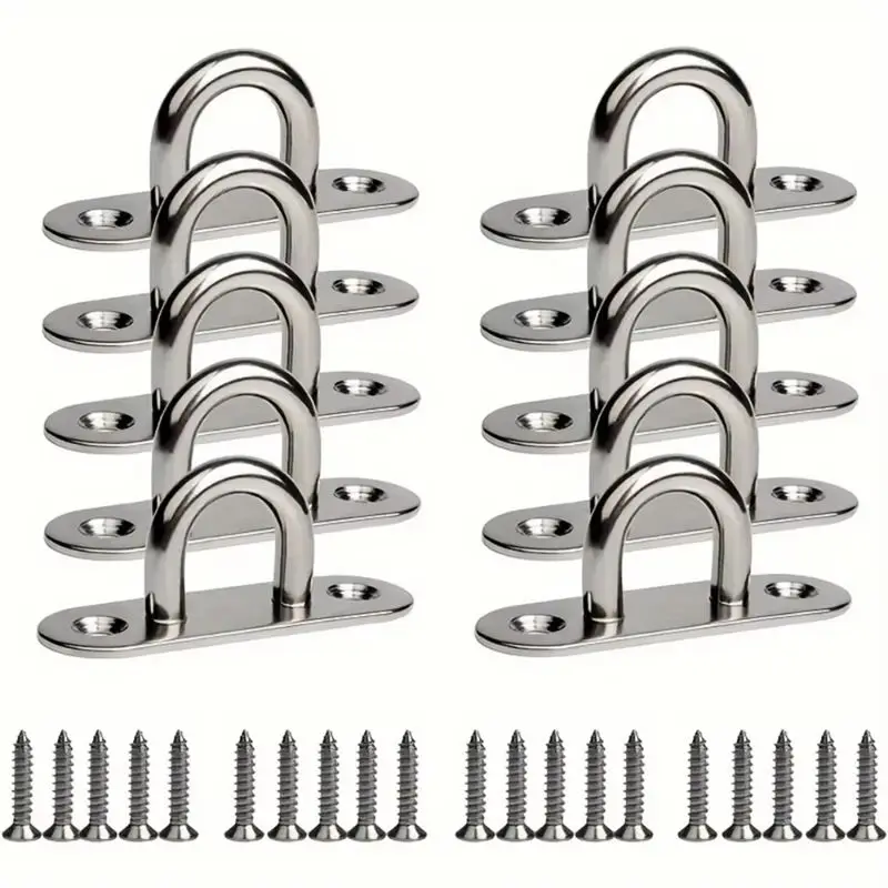 AS60-M5 Eye Plate With Ring, Stainless Steel Screw Hook And 20X Mounting Screws- For Marine Equipment, Ceiling Wall Hangings Inc