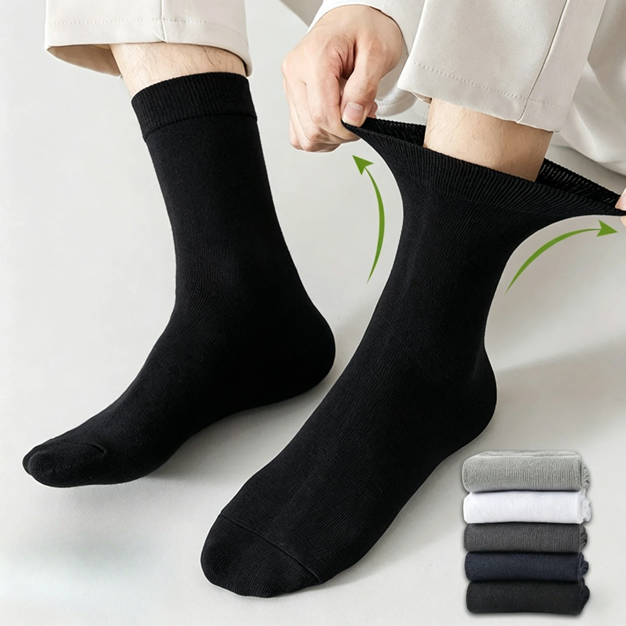 3Pairs Men Classic Trendy Socks Breathable Soft Mid-Tube Crew Sock Comfortable Casual Business Solid color Male Sox High Quality