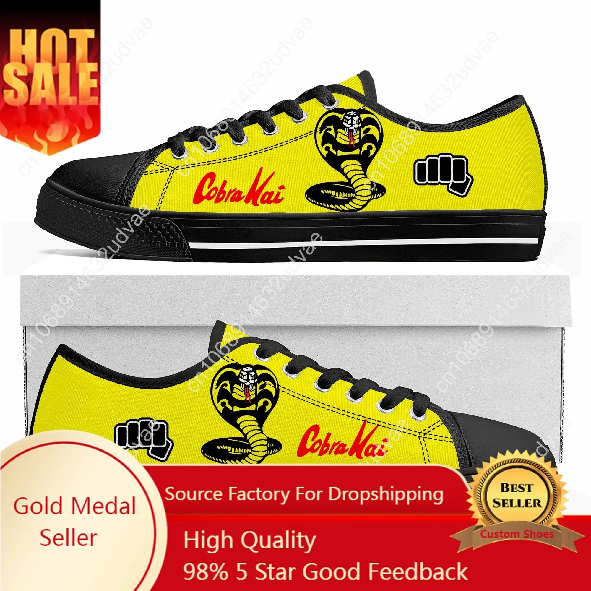Movie Cobra Kai Snake Low Top High Quality Sneakers No Mercy Mens Womens Teenager Canvas Sneaker Casual Couple Shoes Custom Shoe
