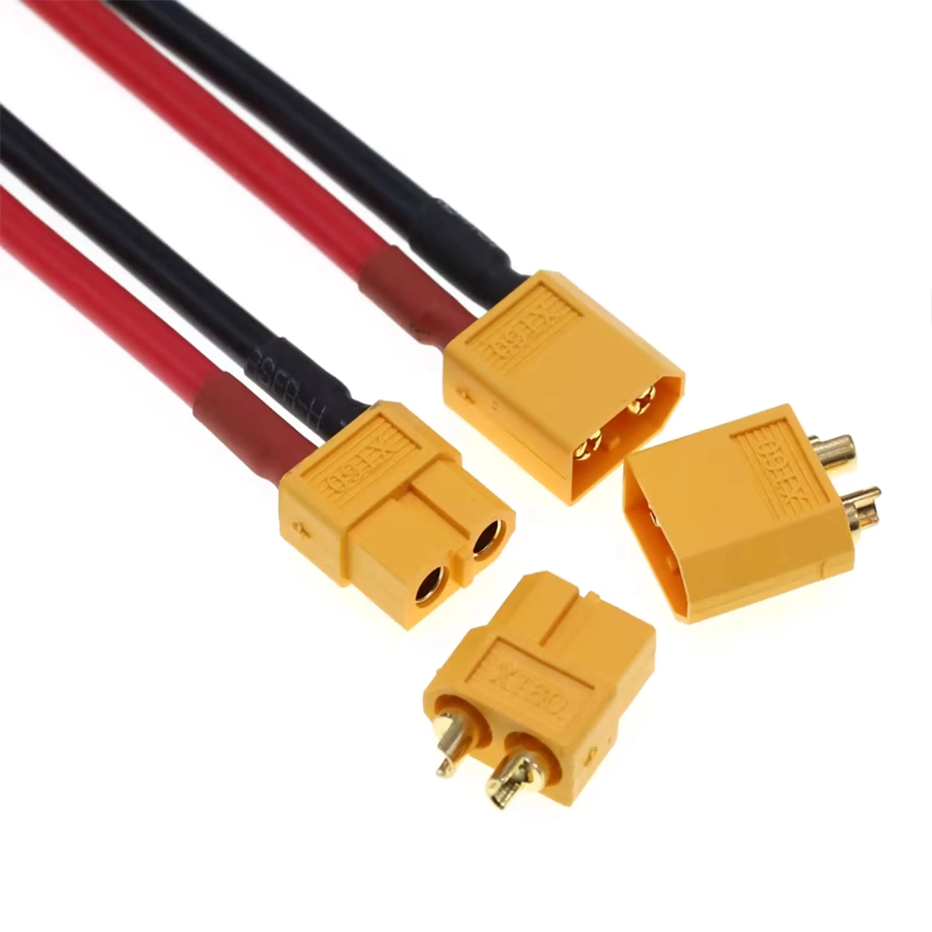 XT60 Connectors & Cable Adapters Set with Wire 10-50cm, Male/Female 60A High Current Gold Plated for RC Drone LiPo Battery