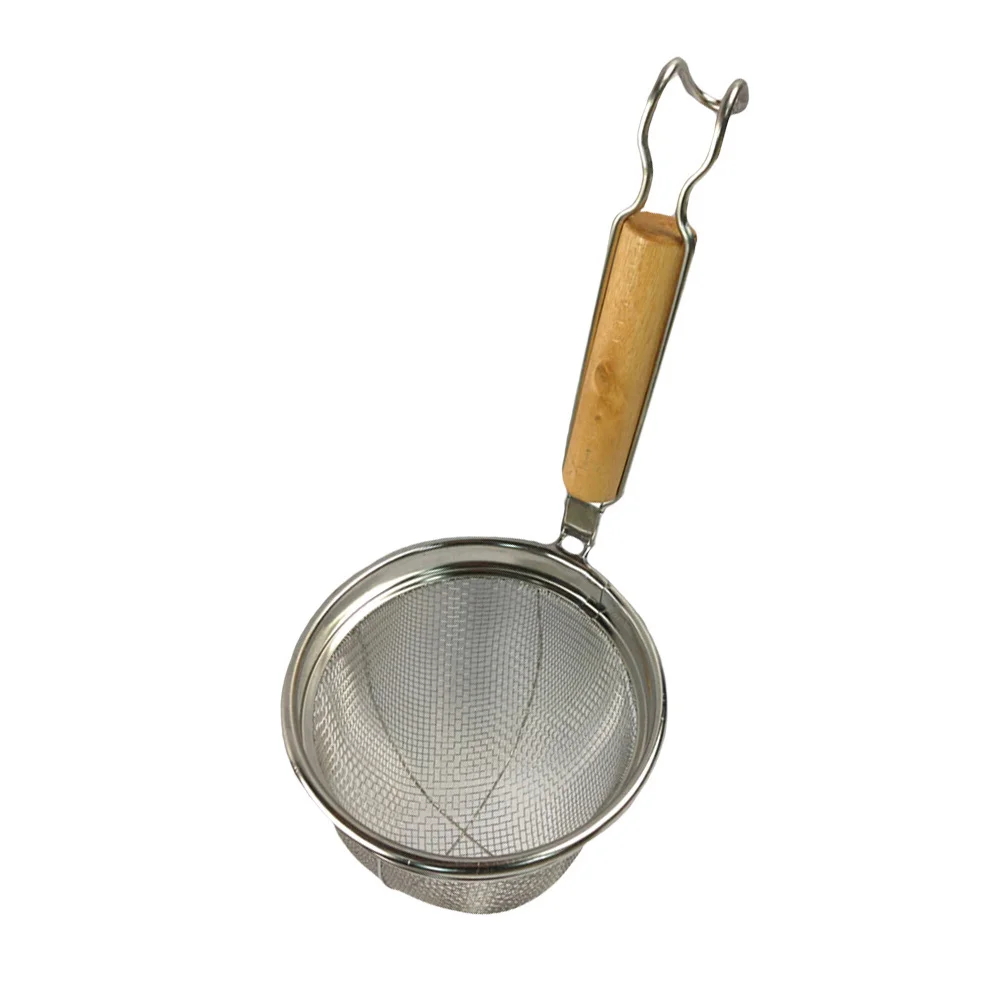 

Colander Noodle Strainer Spoon for Pasta Cooking Fine Mesh Drainers Wooden Handle