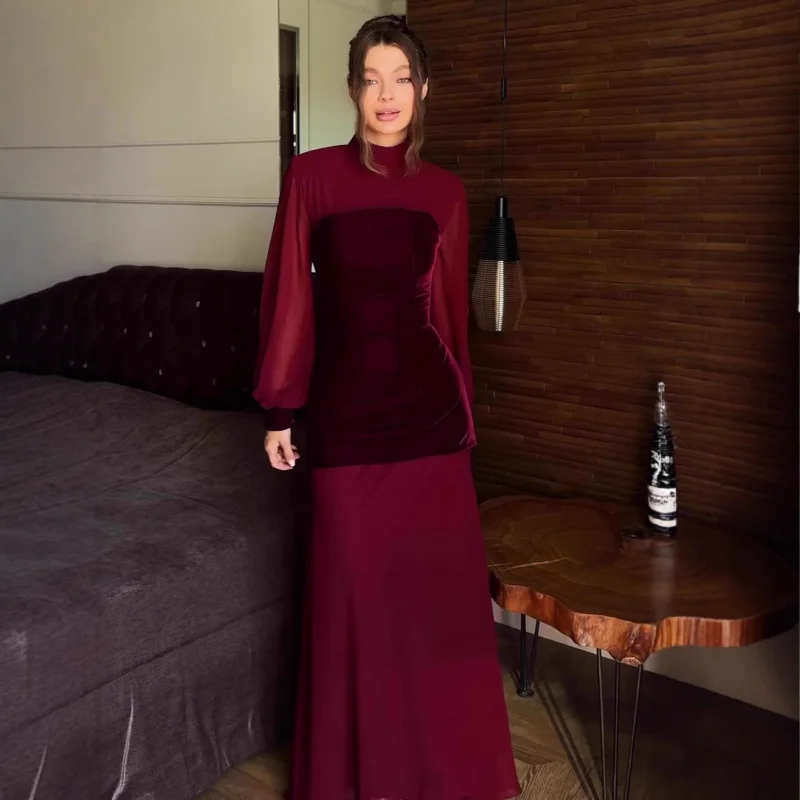 

2025Spring new fashion elegant long-sleeve long dress noble temperament dress