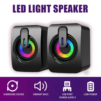 Bilgisayar hoparlörleri PC ses kutusu HIFI Stereo mikrofon USB kablolu masaüstü bilgisayar için LED ışık ile Caixa De Som
