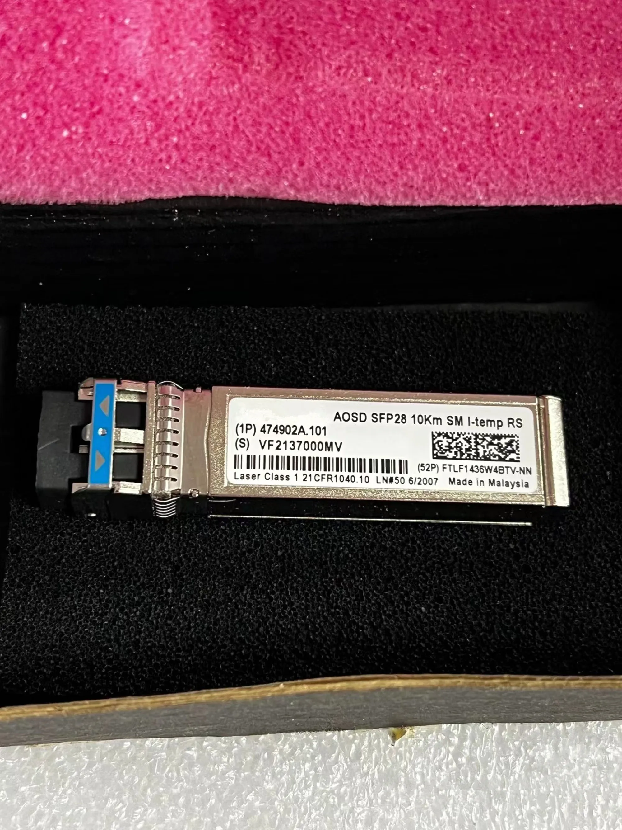 

Optical Fiber SFP 25GB Module AOSD SFP28 25G 10KM SM 474902A.101 FTLF1436W4BTV-NN 10KM Adapter Switch