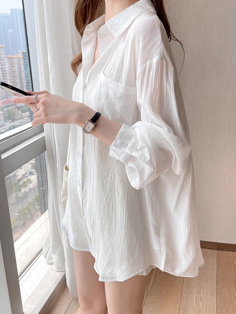 

Women's Ice Silk Sun Protection irt Lightweight Breathable Outerwear Air Conditioning Suit Summer New Sle UV Protection