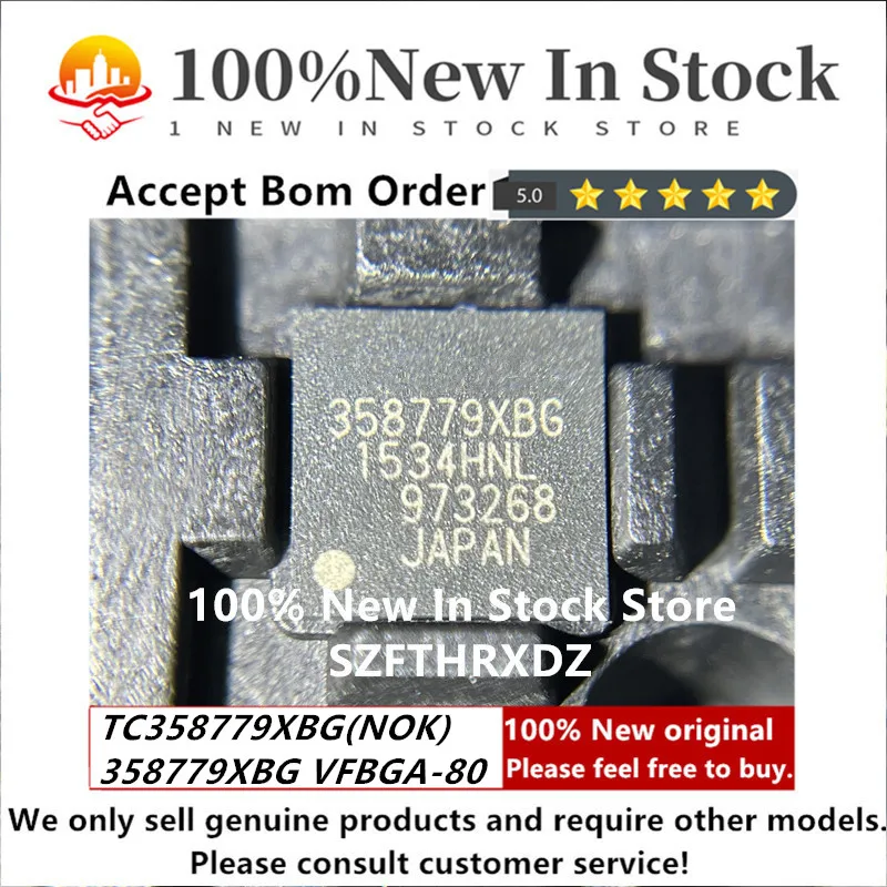 100% NEW ORIGINAL TC358779XBG(NOK) VFBGA80 358779XBG VFBGA-80 CMOS Digital Integrated Circuit Silicon Monolithic