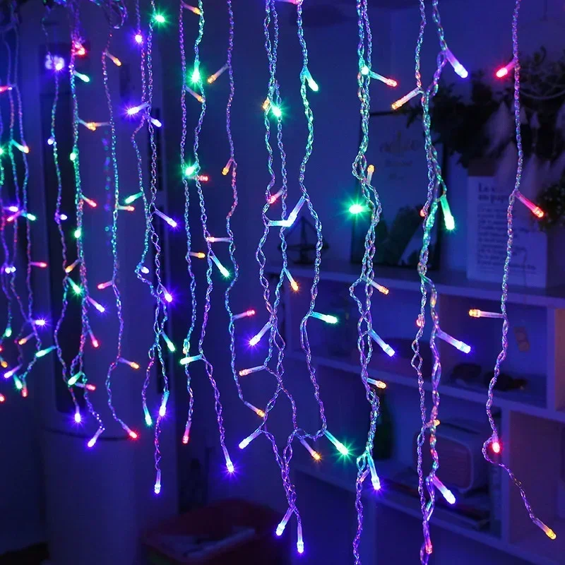 Outdoor 4x0.6m LED Holiday Light Garland for Patio Christmas Lights Fairy String Curtain Light Street Wedding Garden Decoration