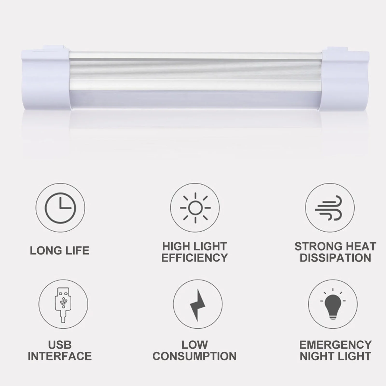 Barre lumineuse d'armoire, Tube de lampe de nuit Portable, bande lumineuse LED, Charge d'urgence