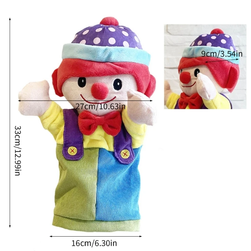 Soft Clown Hand Puppet Toy Realistic Design Colorful Story Telling Toy For Classroom Training And Roleplaying Activity