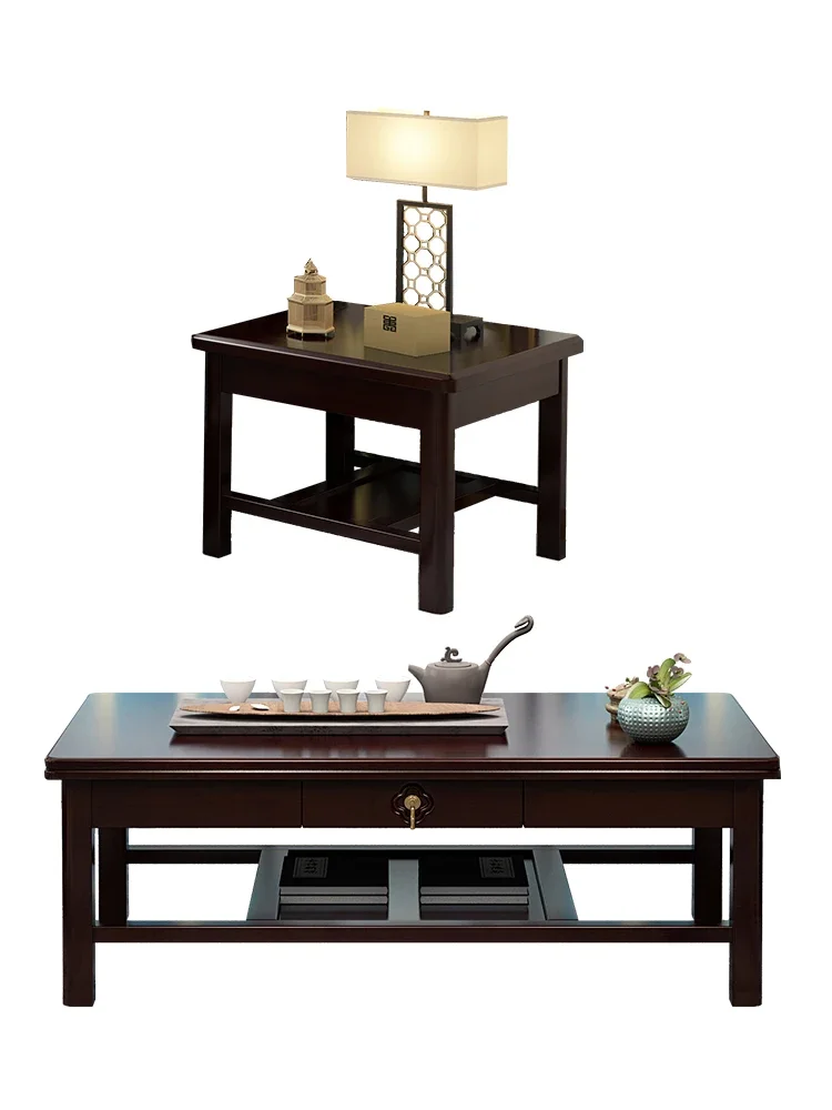 

Hxl New Chinese Style Tea Table Solid Wood with Drawer Storage Tea Table Small Apartment Wooden Furniture