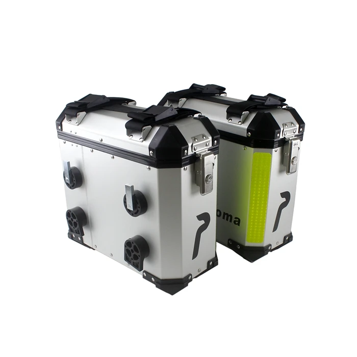 2026 Pazoma Universal Saddle Pannier Sliver Side Luggage Carrier Case Pair 36L Aluminum Motorcycle Side Boxes