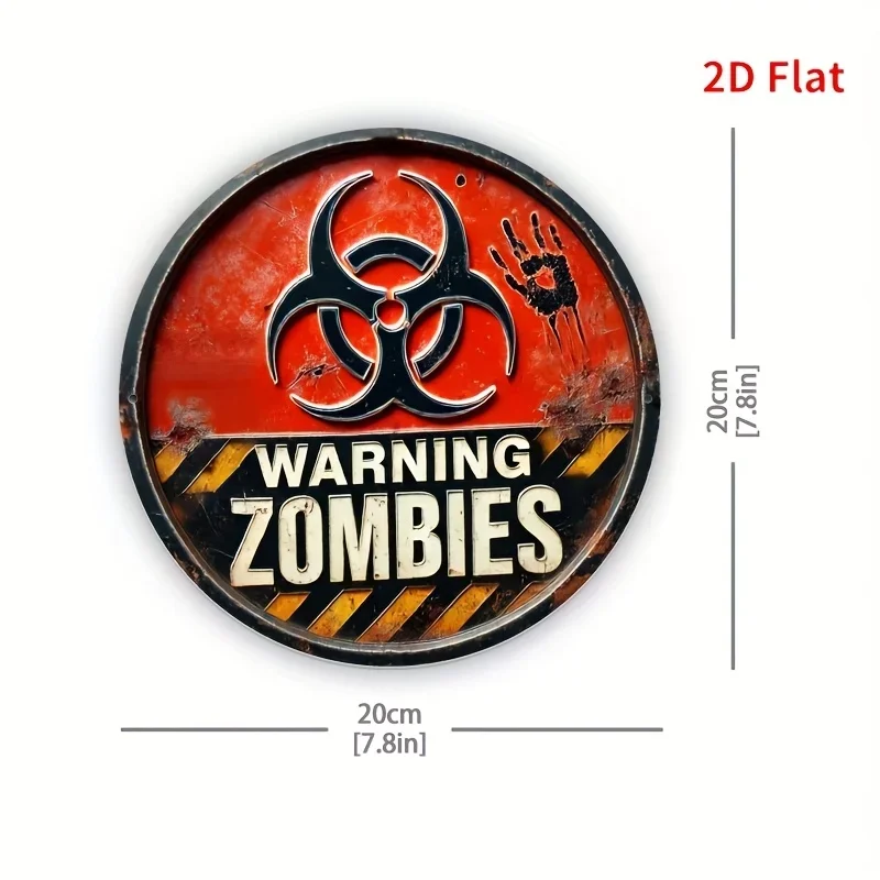 Biohazard Zombie Warning Blood Handprint Tin Sign - Vintage Durable Metal Plaque Wall Decor, Horror Garage Man Cave Bar Wall Art