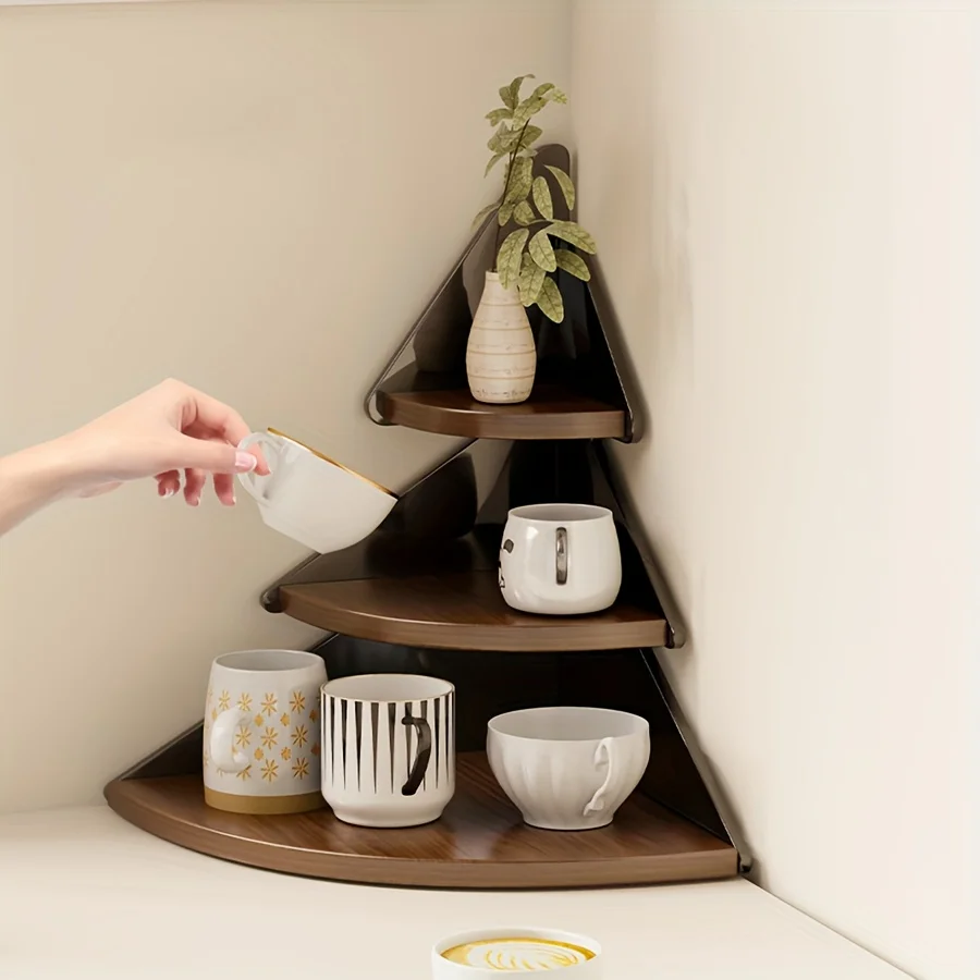 

Компактная угловая полка-органайзер, деревянный подстаканник для кухни, офиса, кафе, столешница, стеллаж для хранения, настольная организация