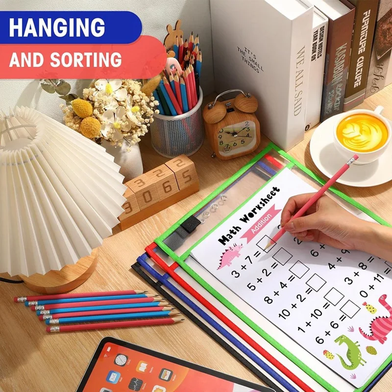 28Piece Work Note Holder Dry Erase Pocket Sleeves For Teacher Office Organization E