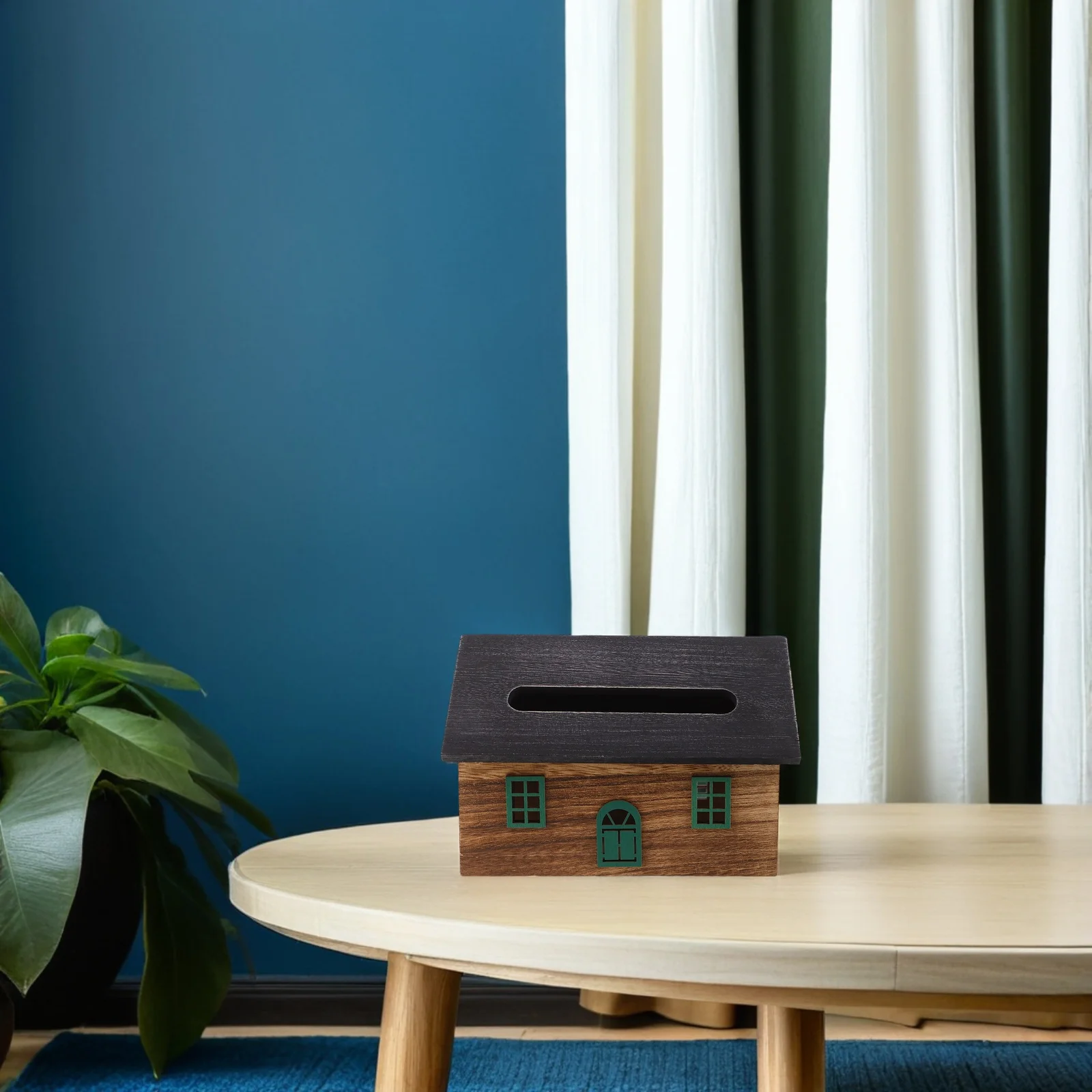 

1pcs Wooden Tissue Box -Shaped Solid Wood Facial Tissue Holder Farmhouse Bathroom Decor Napkin Dispenser Tabletop