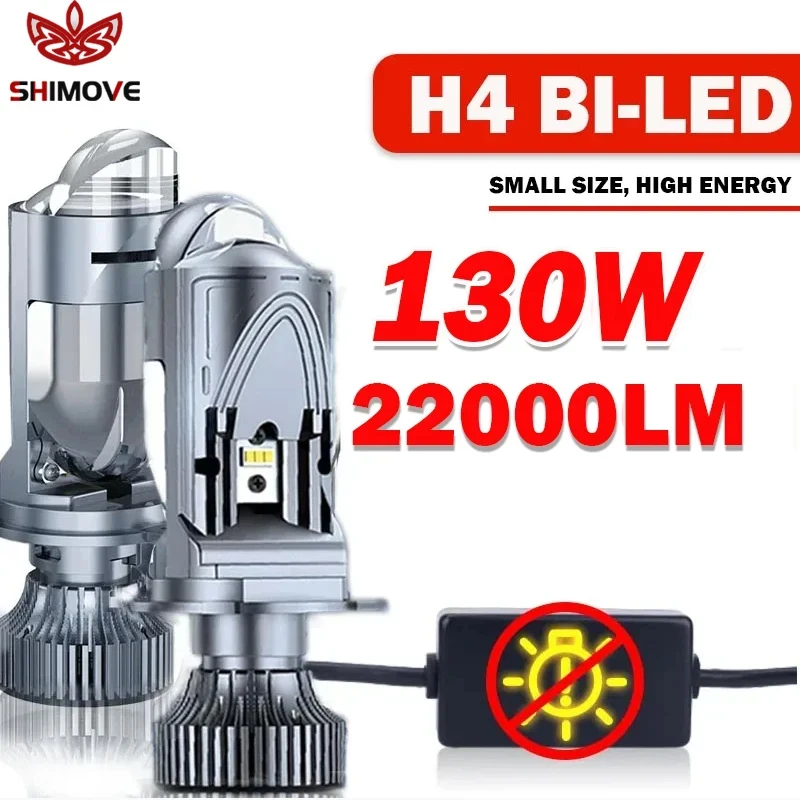 

H4 LED Projector Mini Lens LED Headlight Bulb Kit Conversion High Beam Low Beam Turbo Fan Car Lamp 130W 6000K 12V LHD RHD