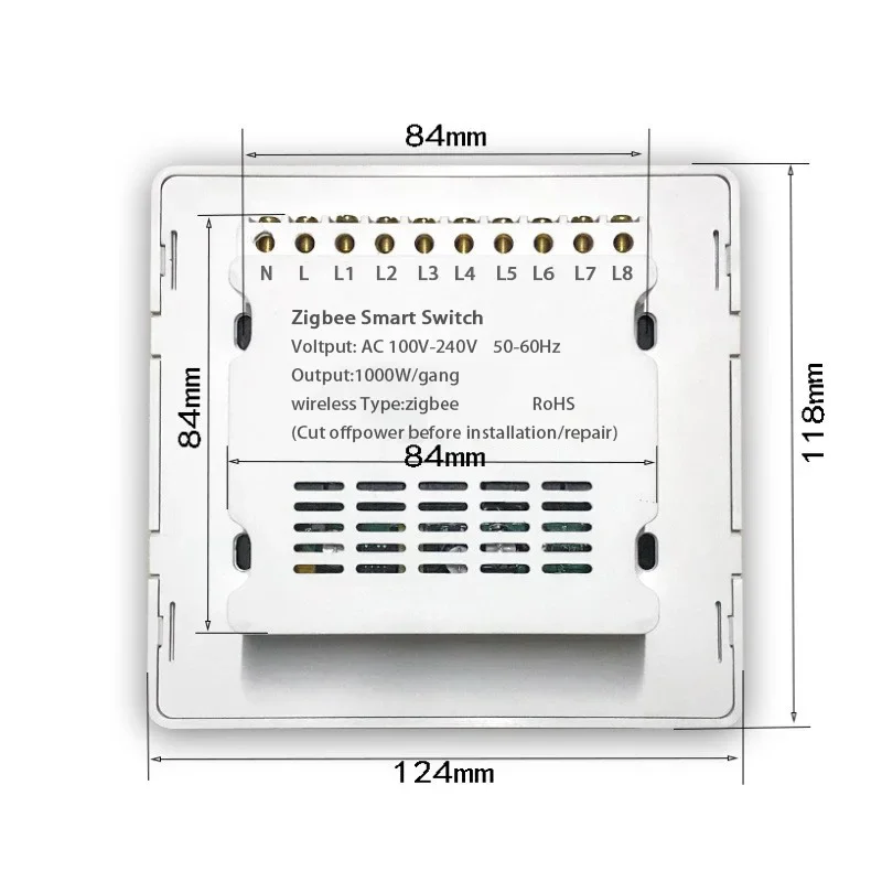 Melery 4x4 Brazil Zigbee Light Switch Touch Sensor Panel Tuya Smart Life Neutral Wire 4/6/8 Gang Remote by Alexa Dot Google Home