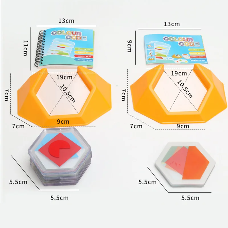 100 Challenge Color Code Puzzle Games Tangram Jigsaw Board Puzzle Toy Children Kids Develop Logic Spatial Reasoning Skills Toy