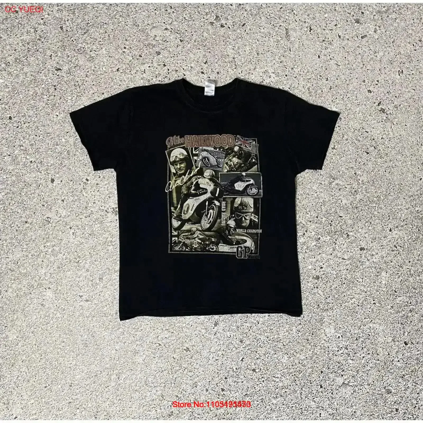 Vintage The Bike Isle of Man Mike Hailwood Racing Men s Black T shirt Size 2XL Washed Stretched fashion vintage Washed