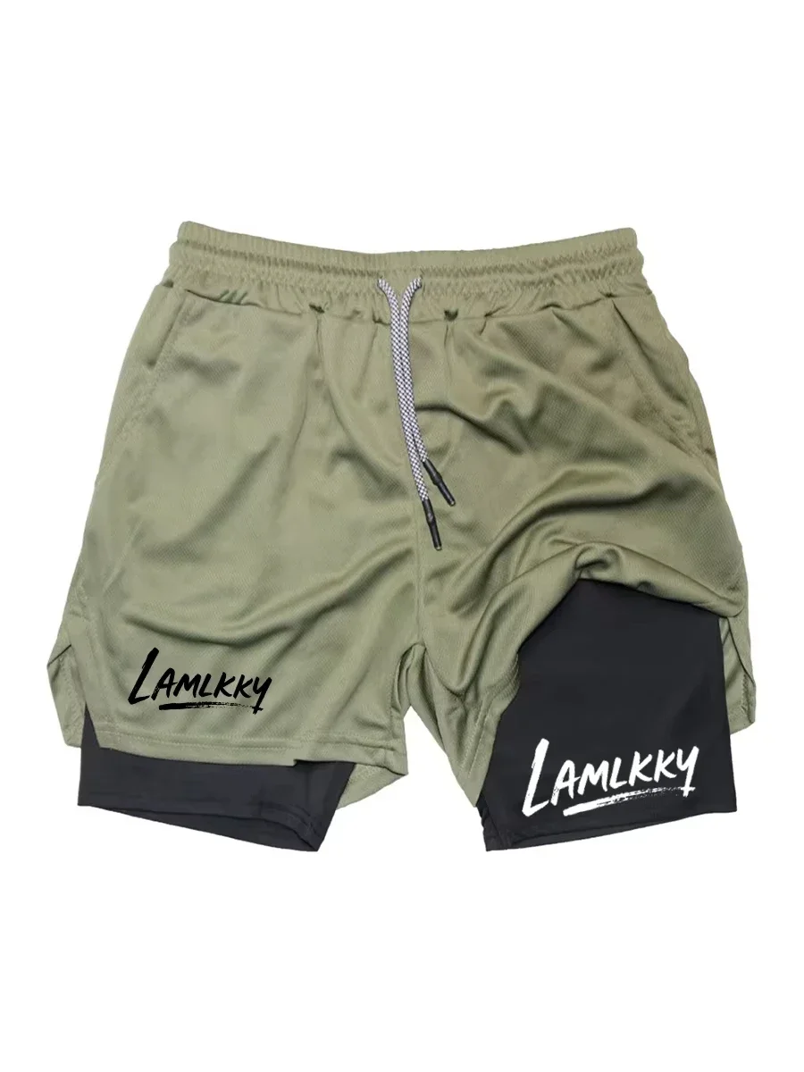 

Летние спортивные шорты для бега на открытом воздухе — двухслойные эластичные быстросохнущие шорты для занятий спортом и фитнесом