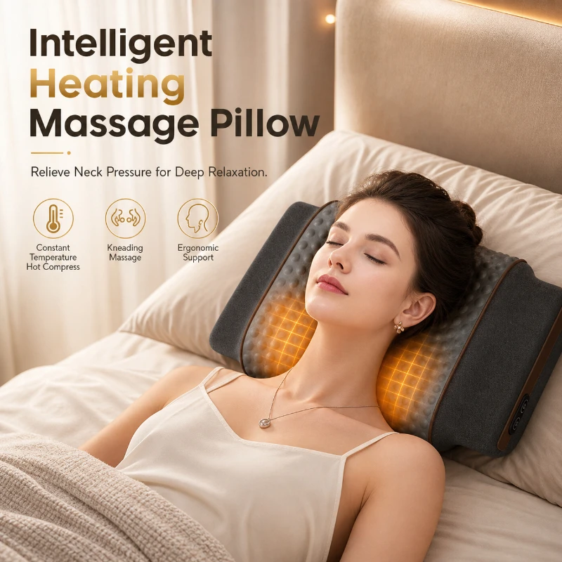 Neck Vibrate Massage Constant Temperature Hot Compress Pillow Used To Relieve Neck Fatigue Protect Cervical Spine and Help Sleep