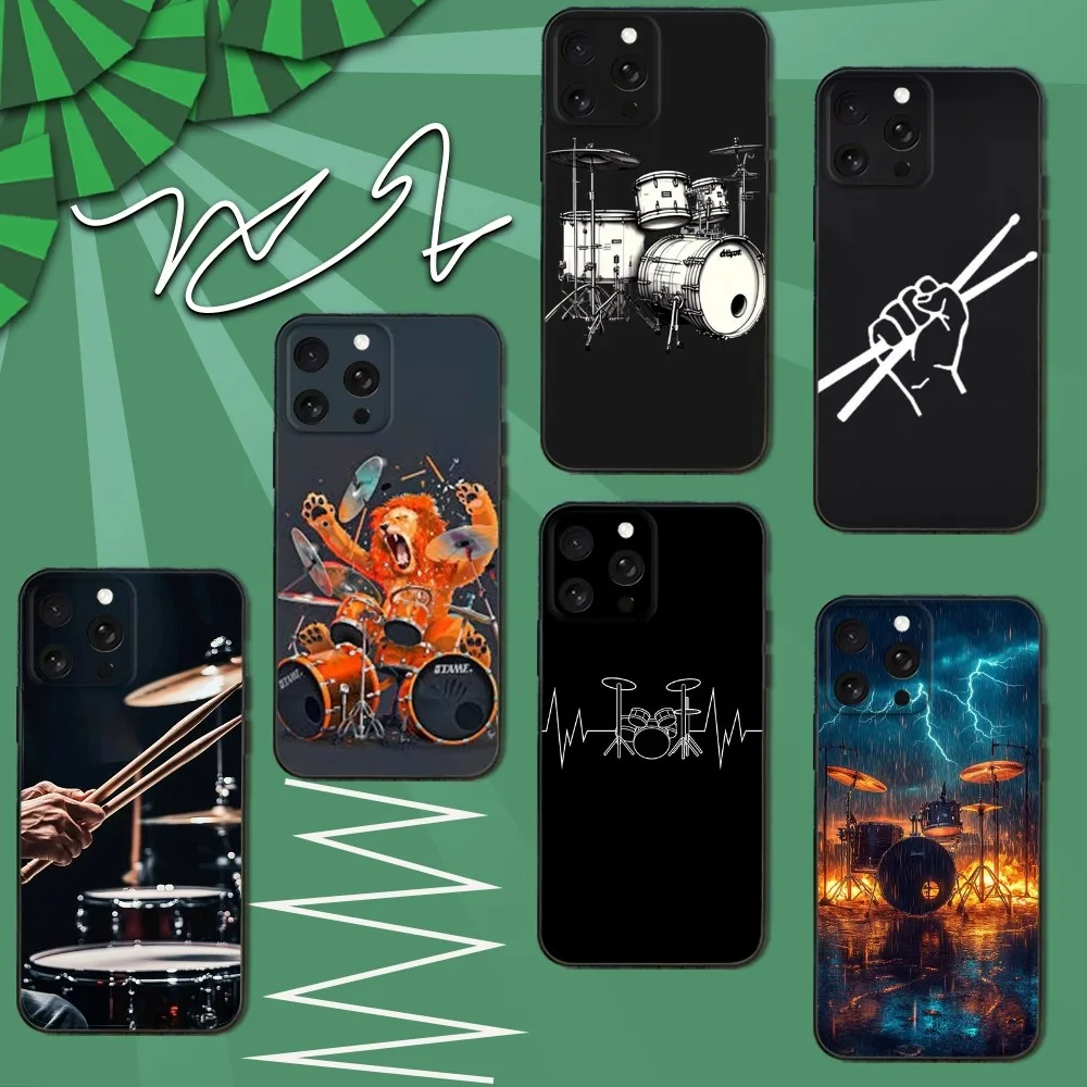 

Drum Drummer Phone Case For iPhone 16e,16,15,14,13,12,11,Pro,X,XS,Max,XR,Plus,Mini Soft Black Cover