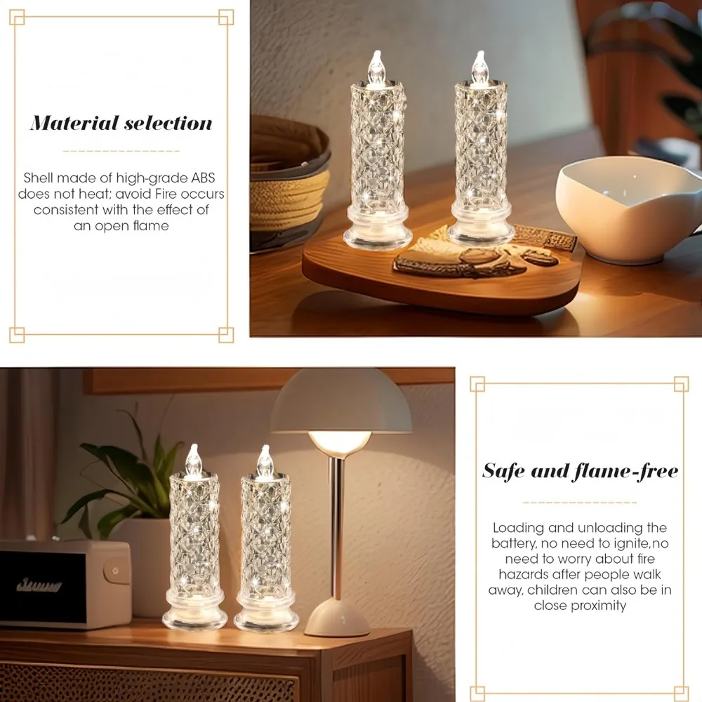 Led Candle Light Rose Pattern Projection Simulation Flameless Candle Lamp for Home Birthday Wedding Party Decoration Christmas