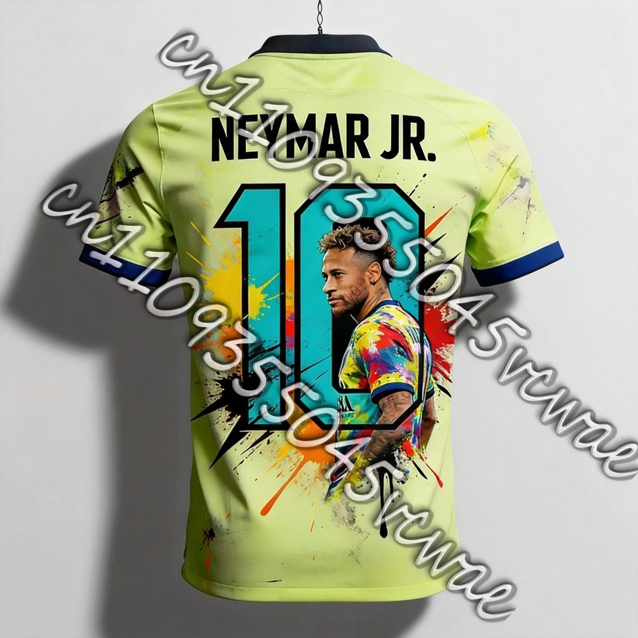 2026 Venta caliente Brasil Match Jersey Número azul marino con gráfico de jugador de goteo Ropa de coleccionista premium para fanáticos del día del partido