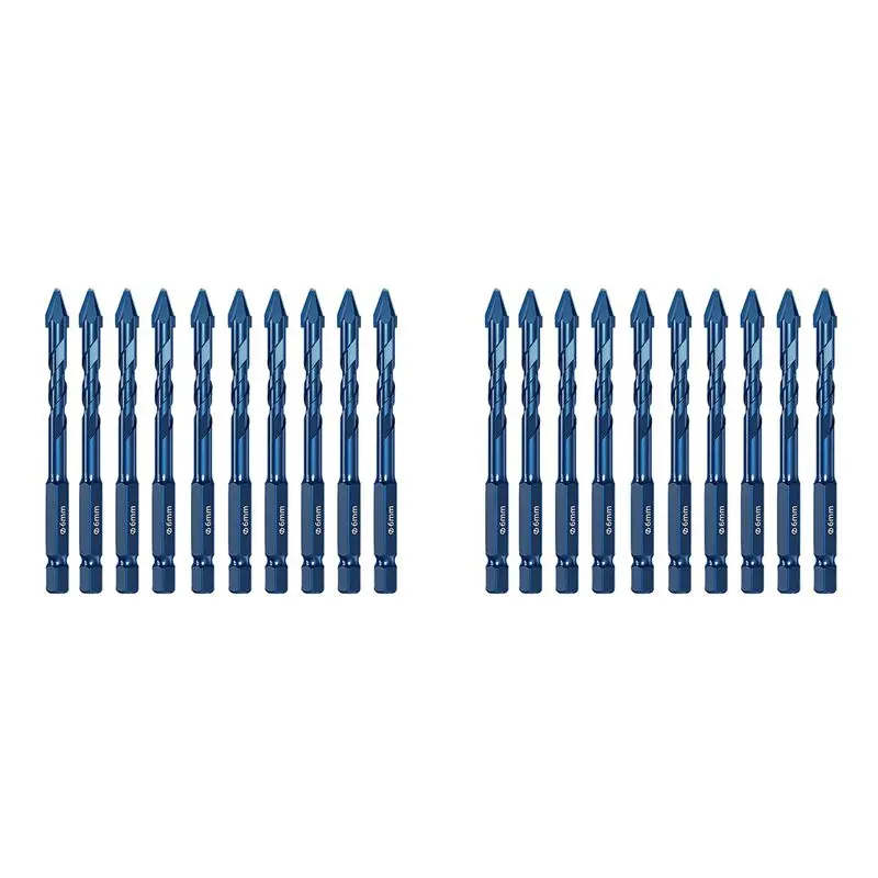 

BAAJ-20Pcs High Hardness Eccentric Drill Precision Drilling 6Mm Glass Tile Punching Rock Slab Triangle Drill Bit