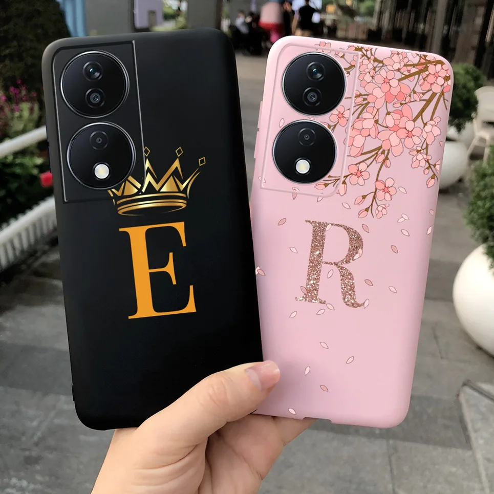 Für Honor X7b Fall Honor Spielen 50 Plus Stilvolle Initialen Brief Abdeckung Silikon TPU Telefon Fällen Für Huawei Honor Spielen 8T Weiche funda