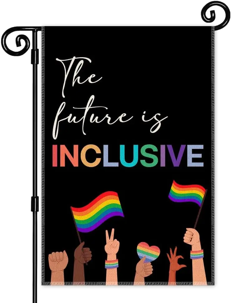 The Future is Inclusive Garden Flag, Double Sided Yard Outdoor Farmhouse Lawn Porch Decor Flag, Equality Diversity Flag, LGB yyi