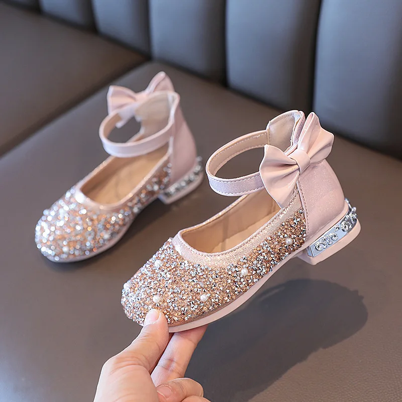 Black Childrens Leather Shoes Gold Silver Girls Princess Shoes For Party Wedding Dance Performance Kids Shoes Chaussure Fille