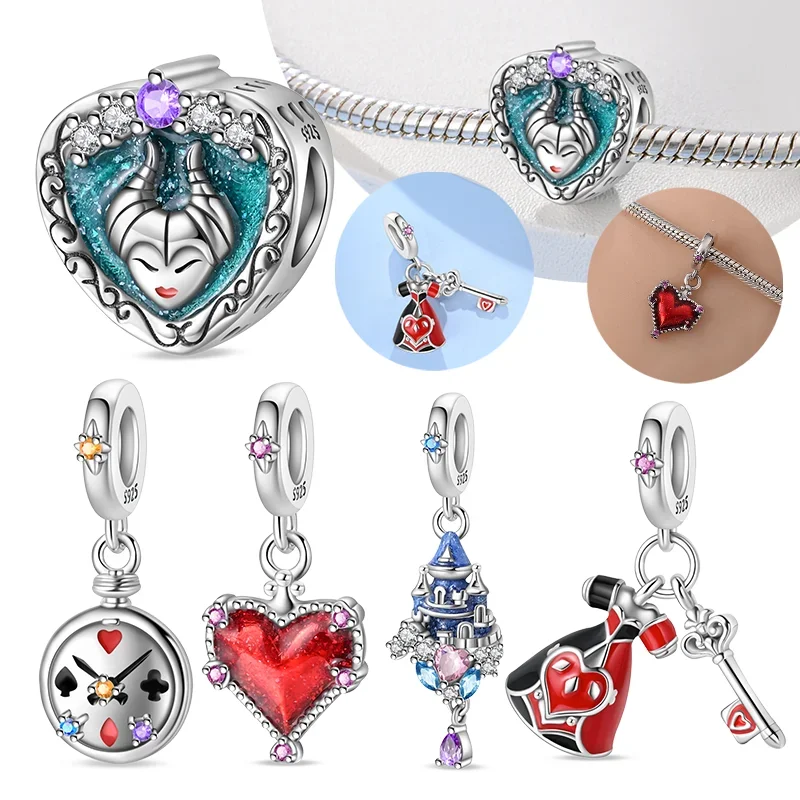 Colgante de plata 925 de la serie Mundial de cuento de hadas, abalorios de Reina Malvada, aptos para Pulsera Original para mujer, regalo de joyería fina Diy