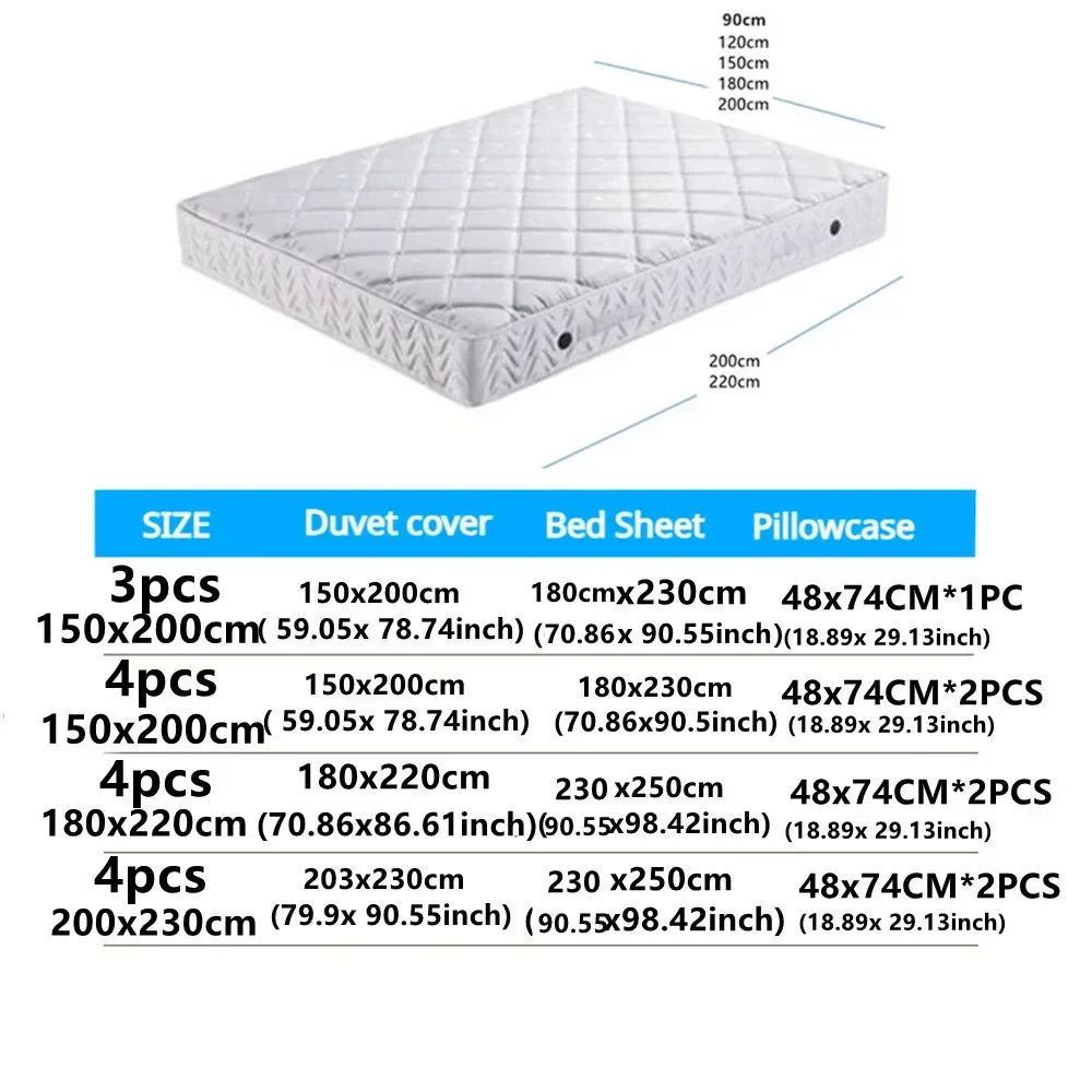 شريط منقوش 3 قطعة/4 قطعة مجموعة أغطية اللحاف غطاء لحاف مريح صديق للبشرة مناسب لجميع أنواع البشرة للطلاب spi구 fulcétt Poastieel