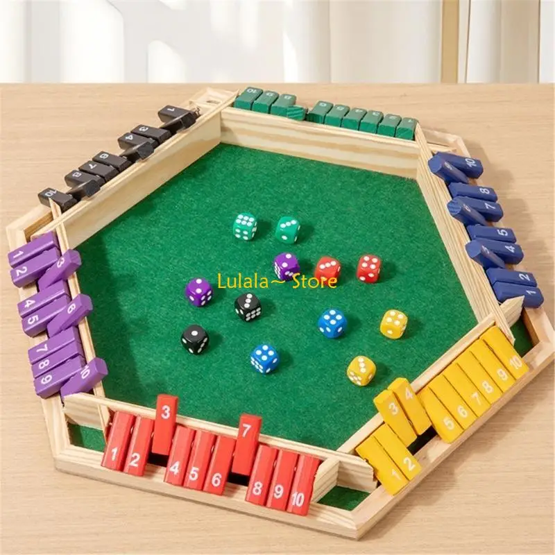 Y4QA Shut The Box Game For 6 Player Compact Design For Travel Entertainment