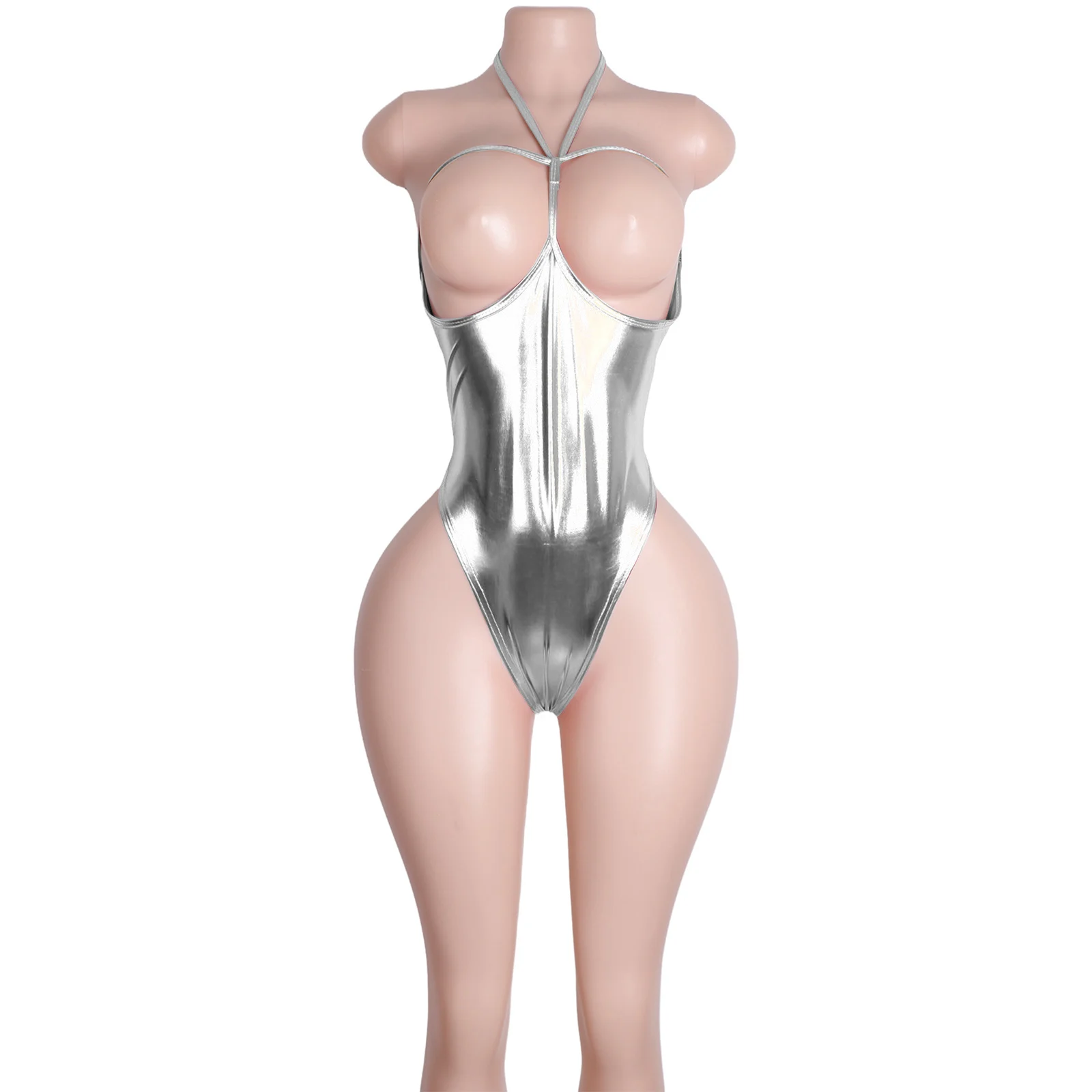 Lace-up eendelige lakleren string exotische danskleding stripper outfits prestatiekleding clubwear strass bodysuits festival